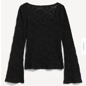 Textured Lace Scoop-Neck Top